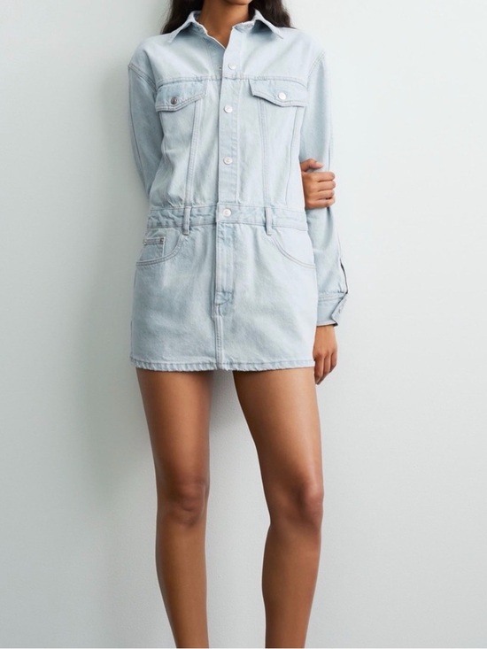 Zara Dresses & Skirts - Zara Light-Wash Denim Mini Shirt Dress | Size Medium